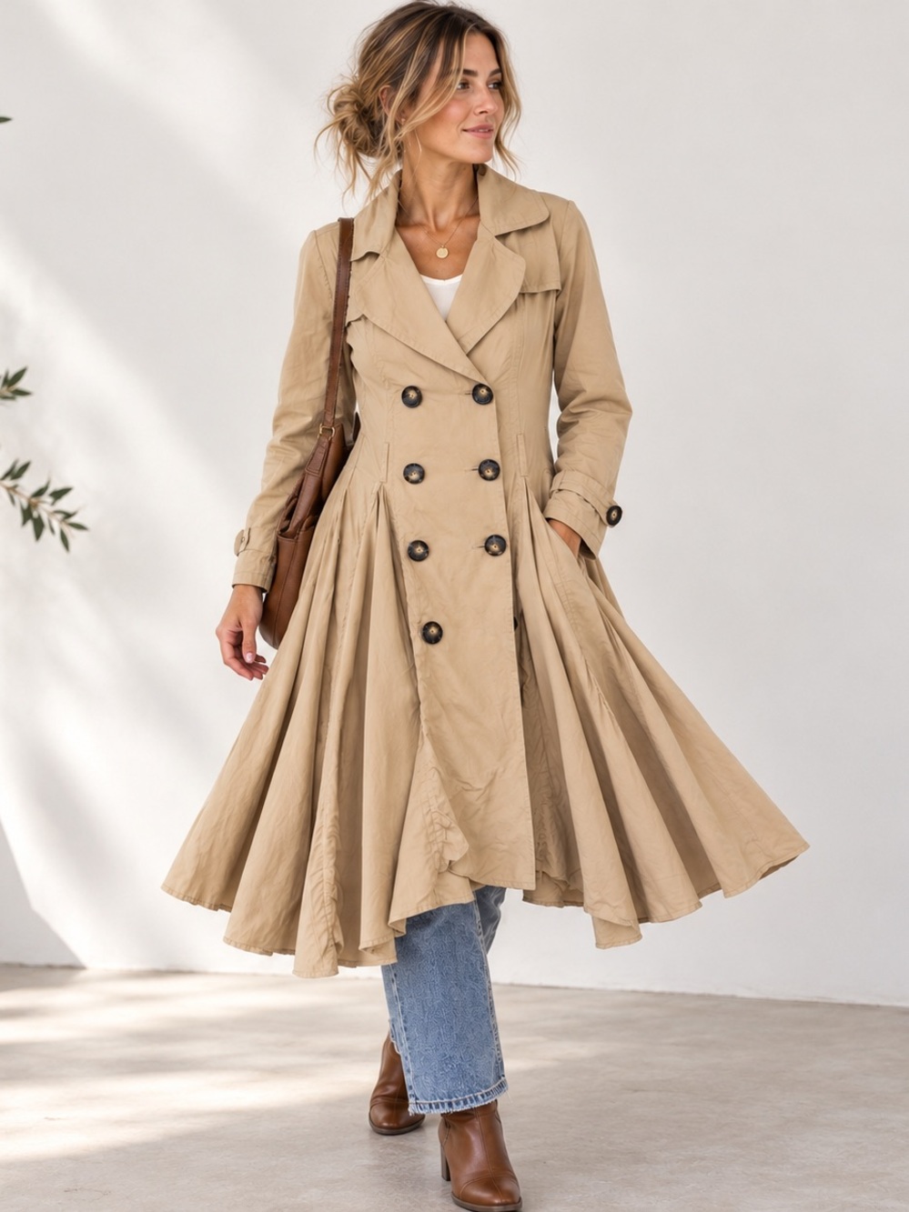 Anthropologie dRA Fit & Flare Tencel Trench Coat